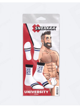 SneakXX Fuck University Witte Sokken packaging