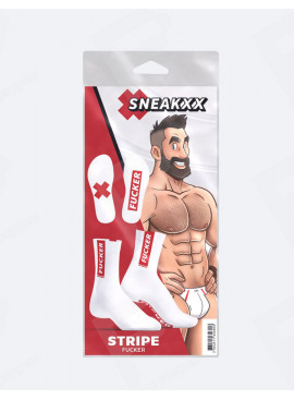 SneakXX Stripe Fucker Witte Sokken packaging