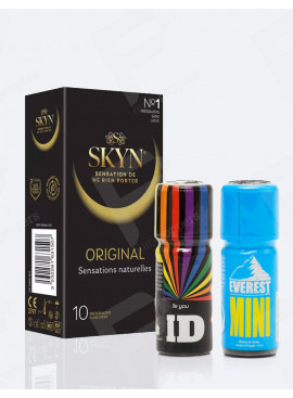 Sex Safe-pakket - 2 poppers + 10 Skyn-condooms