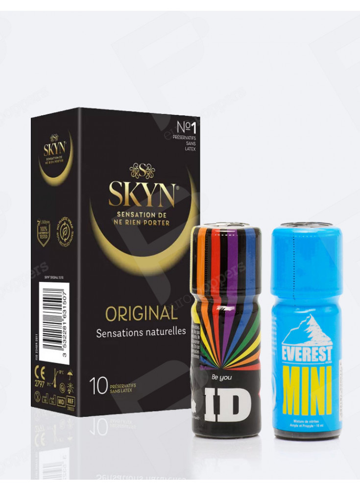 Sex Safe-pakket - 2 poppers + 10 Skyn-condooms